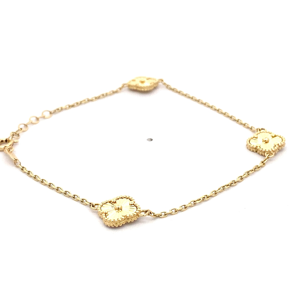 Pulsera de Oro Amarillo 18K Labrada con Flores