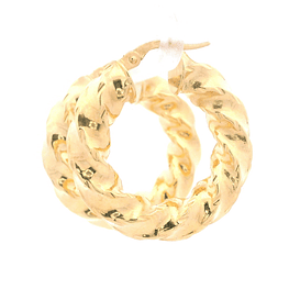 Aros de Oro Amarillo 18K Tubulares Inflados en Espiral