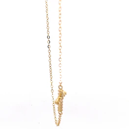 Cadena de Oro Amarillo 18K Labrada con Cruz y Piedras Incoloras