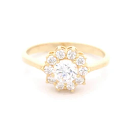 Anillo de Oro Amarillo Flor 18K Talla 17