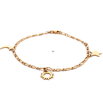 Pulsera De Oro Rosado 18K Fígaro 3x1 Con Figuras