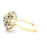 Anillo De Oro Amarillo 14K Flor Con Diamantes y Piedras 