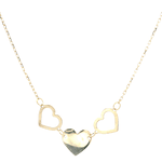 Cadena de Oro Amarillo 18K Limada Rombo  con Dije Corazo