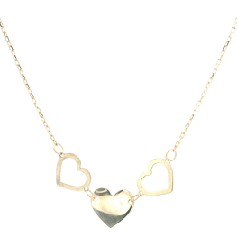 Cadena de Oro Amarillo 18K Limada Rombo  con Dije Corazo