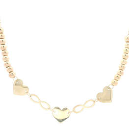 Cadena de Oro Amarillo 18K Limada Esferas y Corazones 