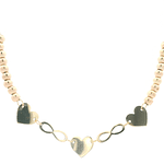 Cadena de Oro Amarillo 18K Limada Esferas y Corazones 