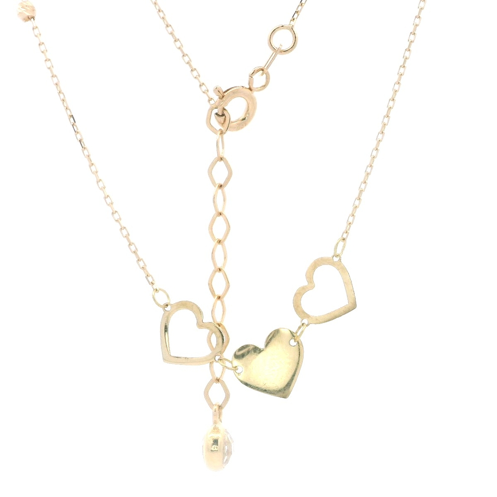 Cadena de Oro Amarillo 18K Limada Rombo  con Dije Corazo