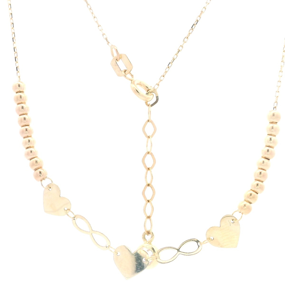 Cadena de Oro Amarillo 18K Limada Esferas y Corazones 
