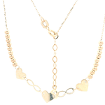 Cadena de Oro Amarillo 18K Limada Esferas y Corazones 
