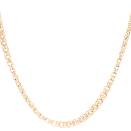 Cadena de Oro Amarillo 18K Barbada Doble Entrelazada 