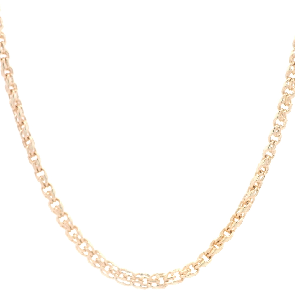 Cadena de Oro Amarillo 18K Barbada Doble Entrelazada 