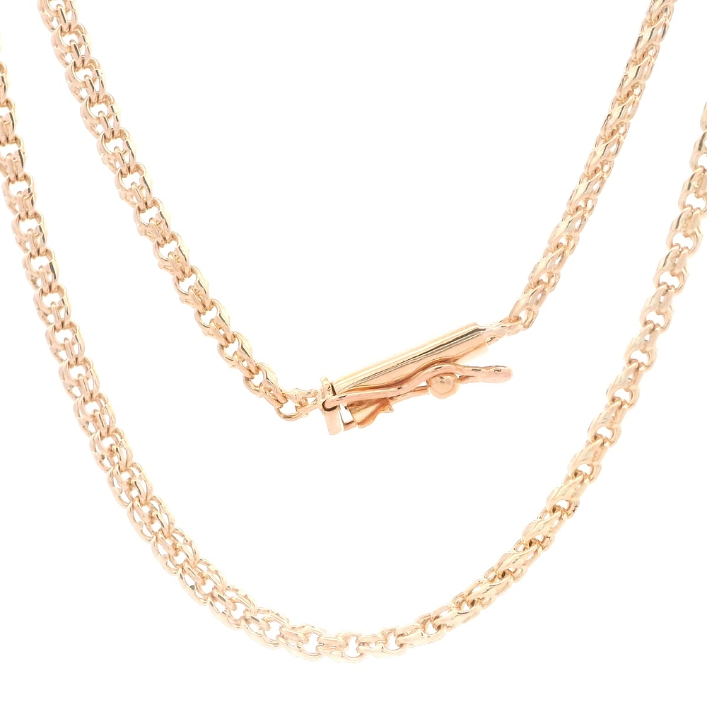 Cadena de Oro Amarillo 18K Barbada Doble Entrelazada 