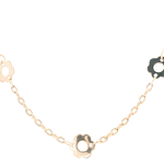 Cadena de Oro Amarillo 18K Limada  con Dijes Flores