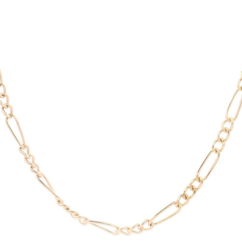 Cadena de Oro Rosado  18KFigaro 3x1  