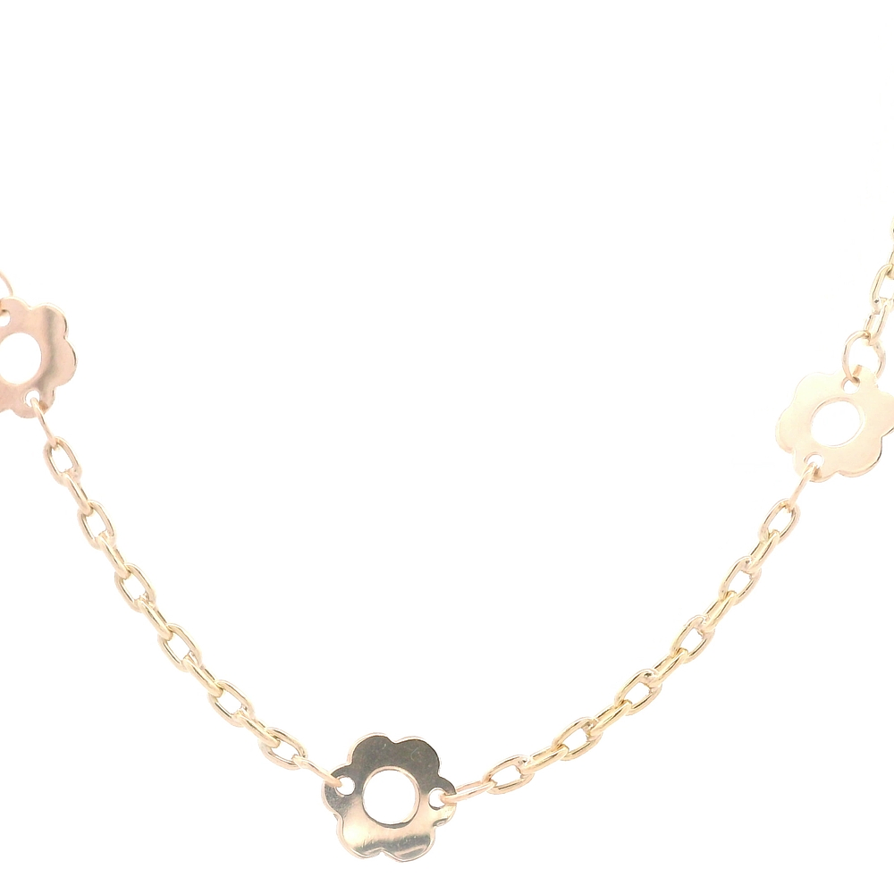 Cadena de Oro Amarillo 18K Limada  con Dijes Flores