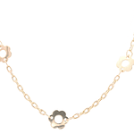 Cadena de Oro Amarillo 18K Limada  con Dijes Flores