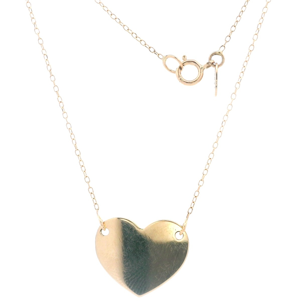 Cadena de Oro Amarillo 18K Rolo  con Dije Corazón