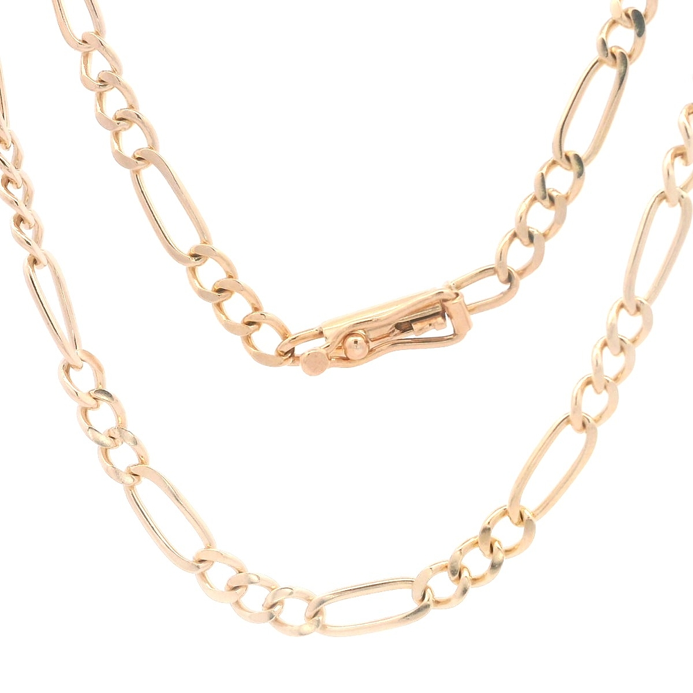 Cadena de Oro Rosado  18KFigaro 3x1  