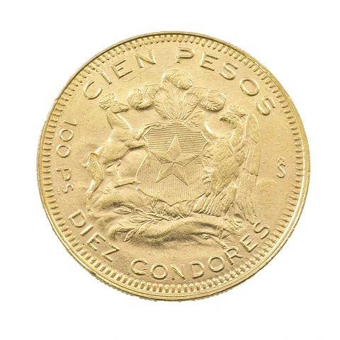 Moneda De Oro 21K 100 Pesos Chile Año 1947