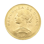 Moneda De Oro 21K 100 Pesos Chile Año 1947