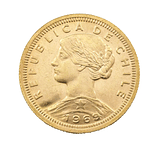Moneda De Oro Ley 900 100 Pesos Chile Año Al Azar