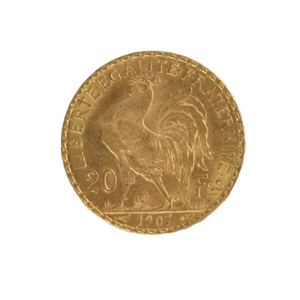 Moneda de Oro 20 Francos Francia “Marianne Coq” – Año al Azar 