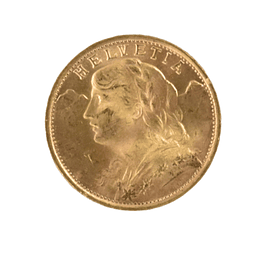 Moneda de Oro 20 Francos Suizos Helvetia 1935 – Vreneli 