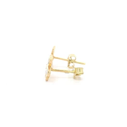 Aros de Oro Amarillo 18K Flor Esmaltada 