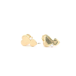 Aros de Oro Amarillo 18K Corazones Micropiedras Incolora