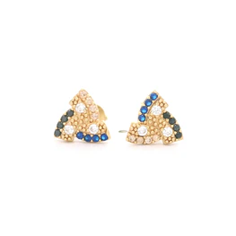Aros de Oro Amarillo 18K Tallado Micropiedras Multicolores 