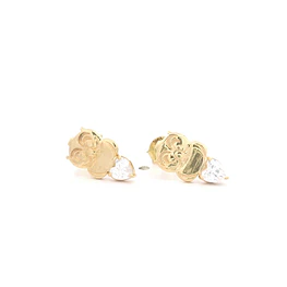 Aros de Oro Amarillo 18K Buho Micropiedras Incoloras 