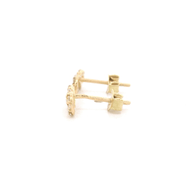 Aros de Oro Amarillo 18K Infinito Micropiedras Incoloras Cierre de Mariposa