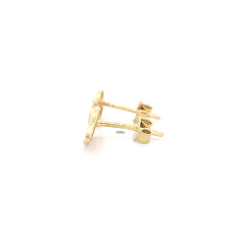 Aros de Oro Amarillo 18K Corazones Micropiedras Incolora
