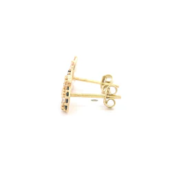 Aros de Oro Amarillo 18K Tallado Micropiedras Multicolores 