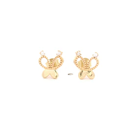 Aros de Oro Amarillo 18K Mariposa 2 Micropiedras Incoloras 