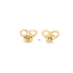 Aros de Oro Amarillo 18K Infinito Micropiedras Incoloras Cierre de Mariposa