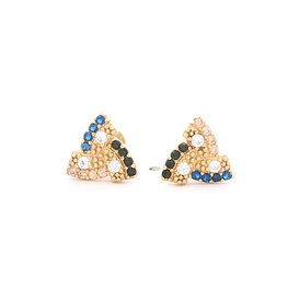 Aros de Oro Amarillo 18K Tallado Micropiedras Multicolores 