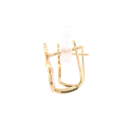 Aros de Oro Amarillo 18K Flor Esmaltada Micropiedras Incoloras 