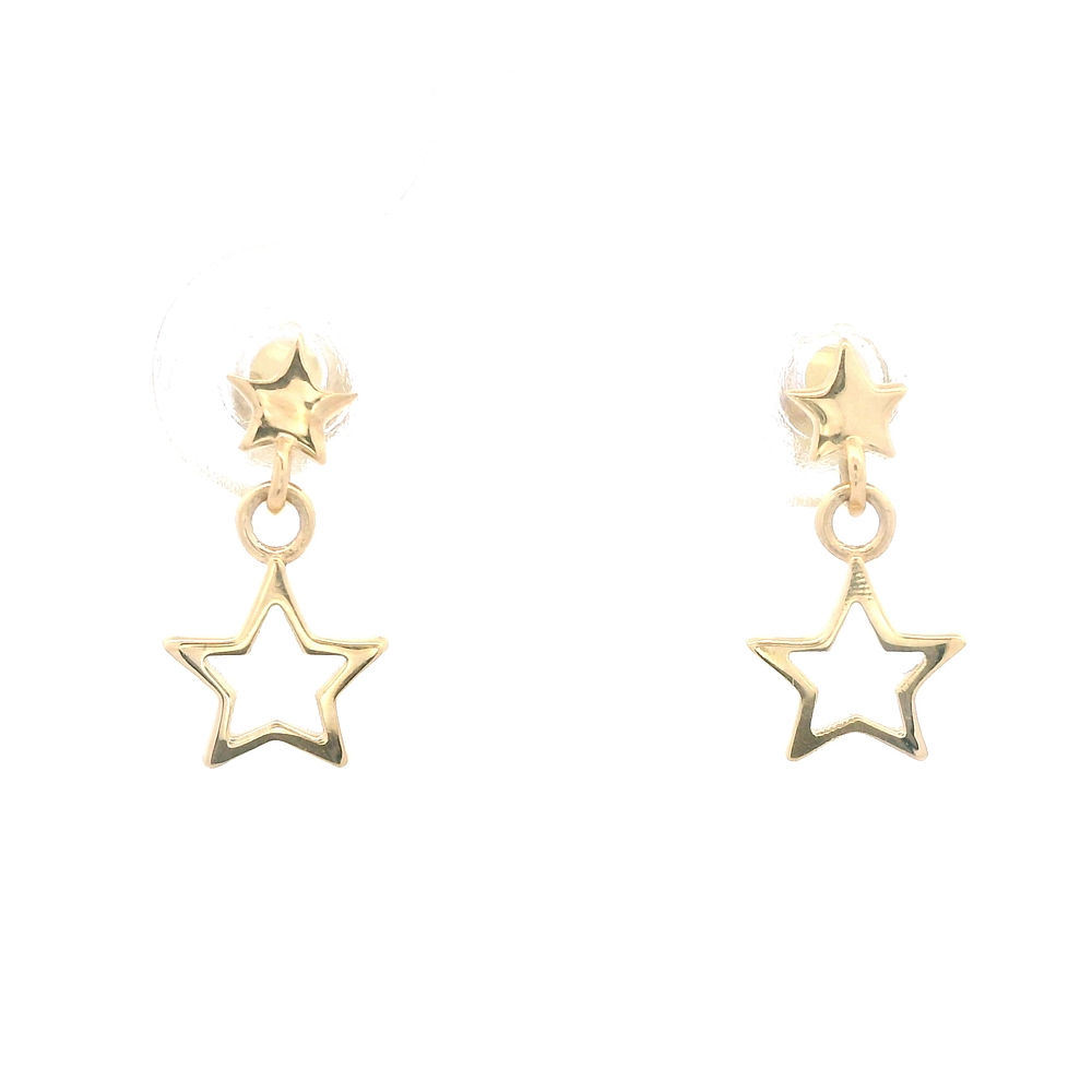 Aros de Oro Amarillo 18K Estrellas Cierre de Mariposa