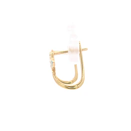 Aros de Oro Amarillo 18K Flor Esmaltada Micropiedras Incoloras Gancho Catalán