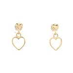 Aros de Oro Amarillo 18K Corazones Cierre de Mariposa