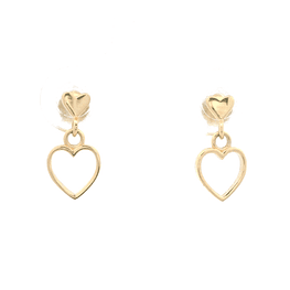 Aros de Oro Amarillo 18K Corazones Cierre de Mariposa