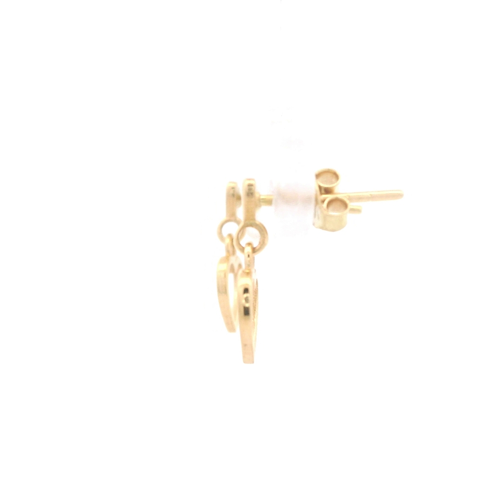 Aros de Oro Amarillo 18K Corazones Cierre de Mariposa