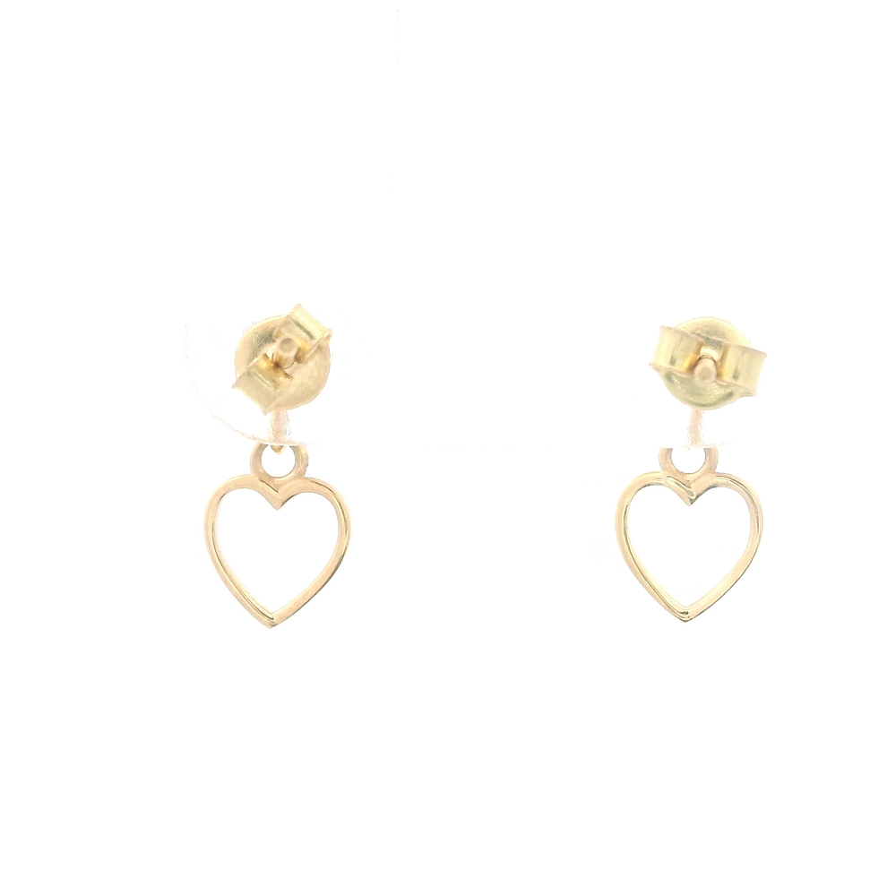 Aros de Oro Amarillo 18K Corazones Cierre de Mariposa