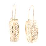Aros de Oro Amarillo 18K Bote Filigrana con Gancho