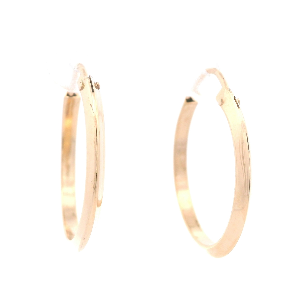 Aros de Oro Amarillo 18K Tubular Biselado con Cierre Criollo