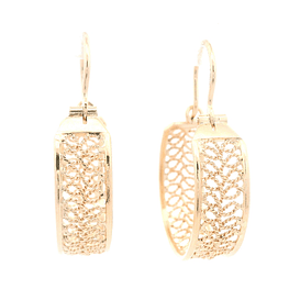 Aros de Oro Amarillo 18K Botes Filigrana con Gancho