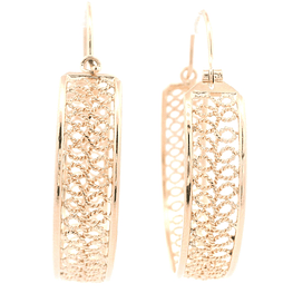 Aros de Oro Amarillo 18K Botes Filigrana con Gancho
