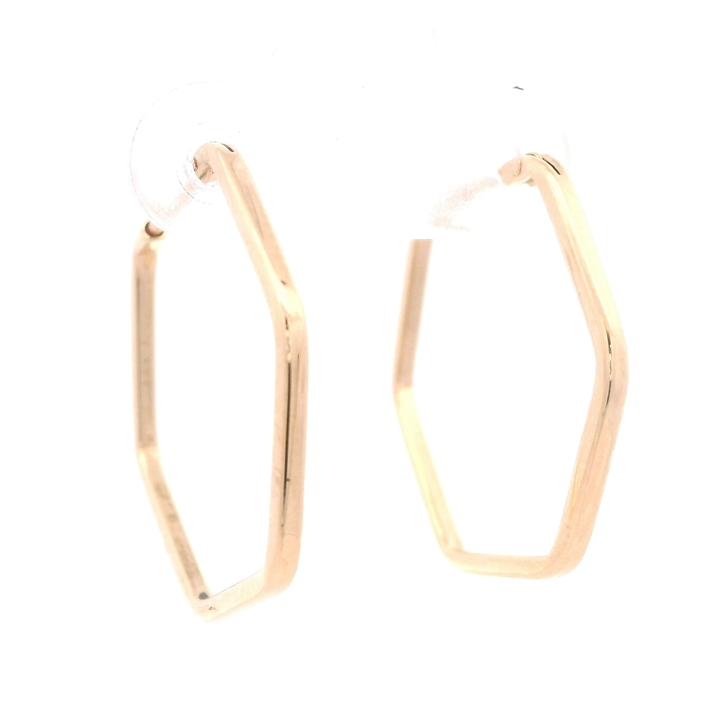 Aros de Oro Amarillo 18K Hexagonal con Cierre Criollo