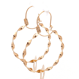 Aros de Oro Rosado 18K Espiral con Flor Móvil y Gancho